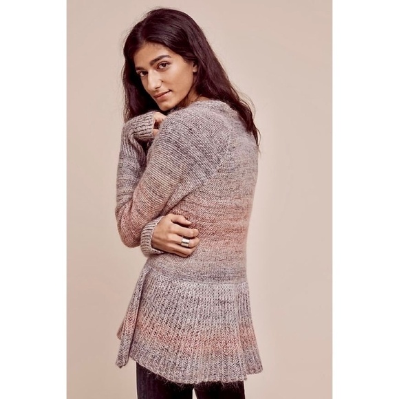 Anthropologie KNITTED & KNOTTED Cody Open Cardigan Peplum Mohair Wool Small - Picture 7 of 14